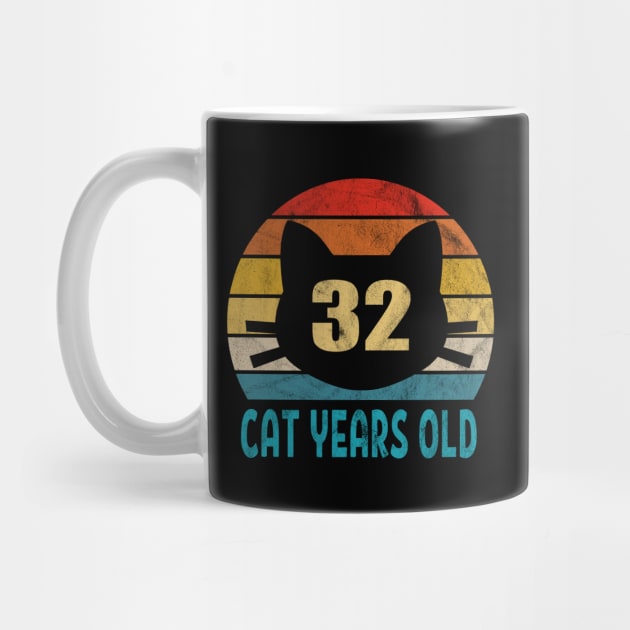 32 Cat Years Old Retro Style 4th Birthday Gift Cat Lovers by Blink_Imprints10